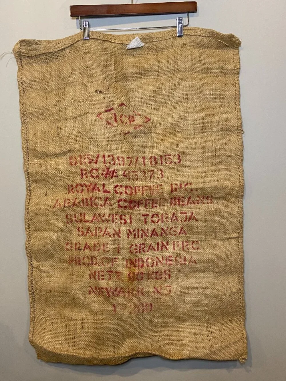 Royal Coffee Inc Sulawesi Toraja House of Toraja Burlap Coffee Sack / Rustic Dec